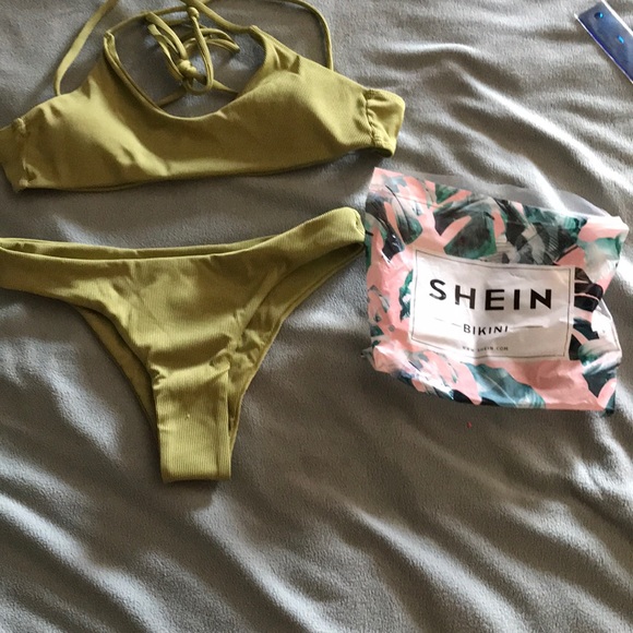 SHEIN Swim Shein Womens Green Bikini Small S Ribbed New Poshmark